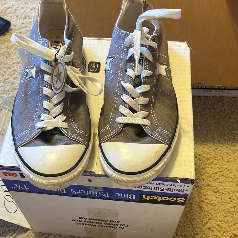 Gray Star Sneakers with White Laces